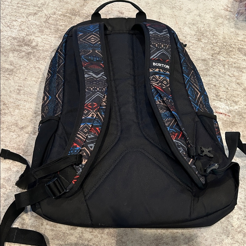Burton Aztec Patterned Backpack With Black Accents - image 2